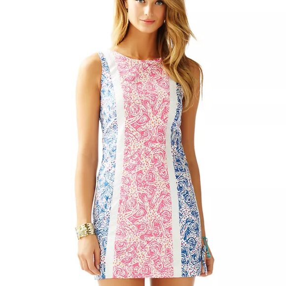 Lilly Pulitzer Dresses & Skirts - Lilly Pulitzer Delia Indigo Star Crush Print Dobby Shift Dress Size 10 Resort